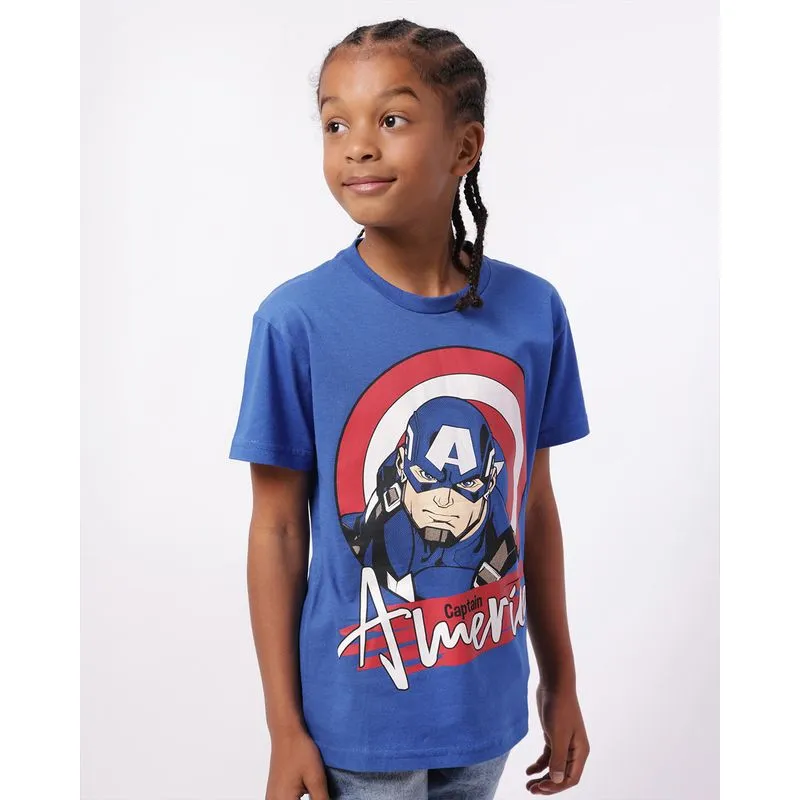 Camiseta Infantil Marvel Capitão América Manga Curta Azul 8