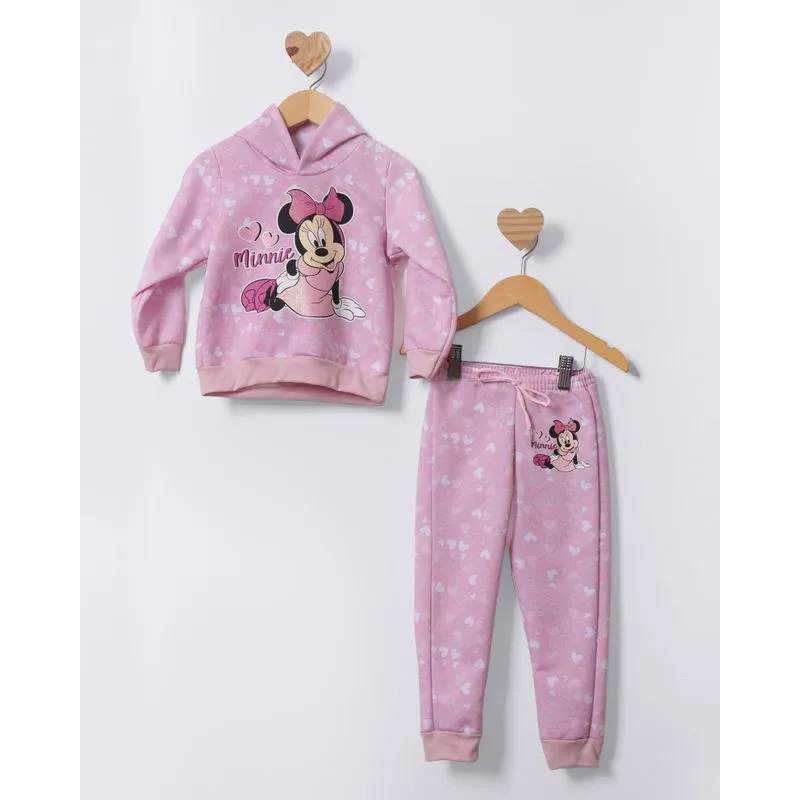 Conjunto Moletom Bebê Disney Minnie Estampada Rosa 2