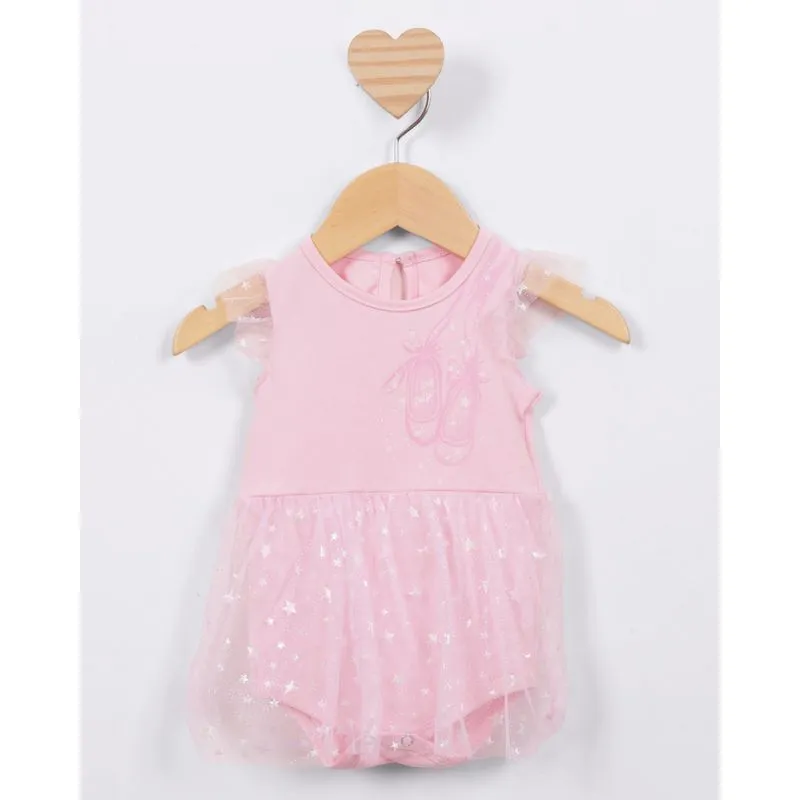 Body Bebê Manga Curta com Tule Rosa M