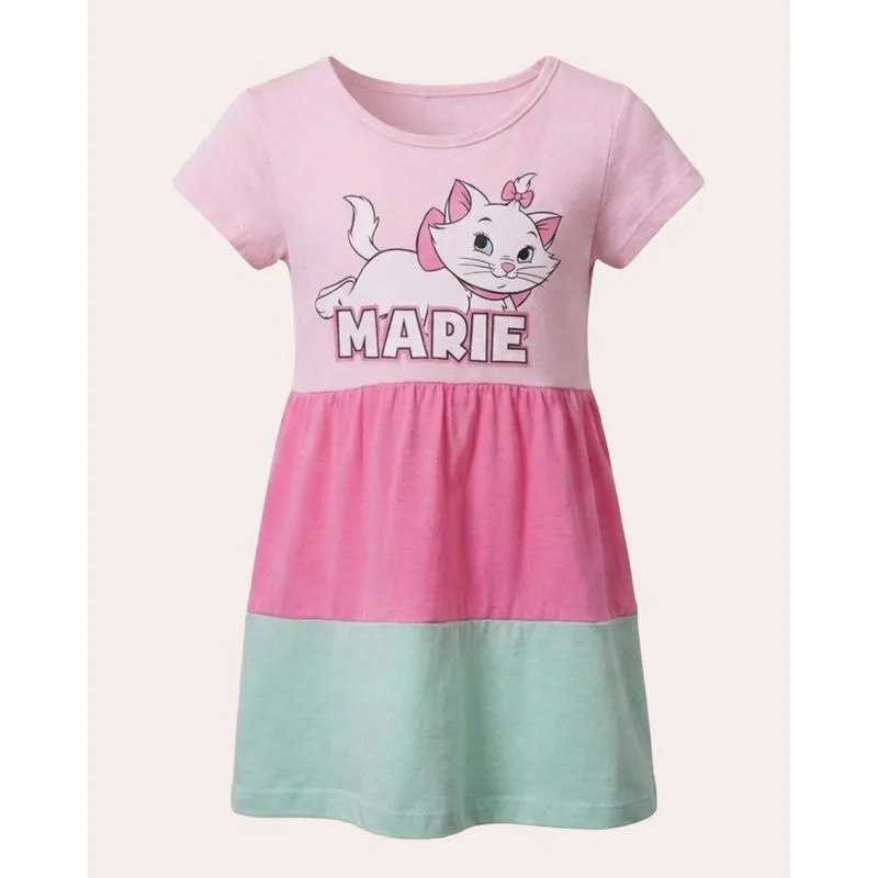 Vestido Bebê Disney Marie Três Marias Algodão Rosa 1