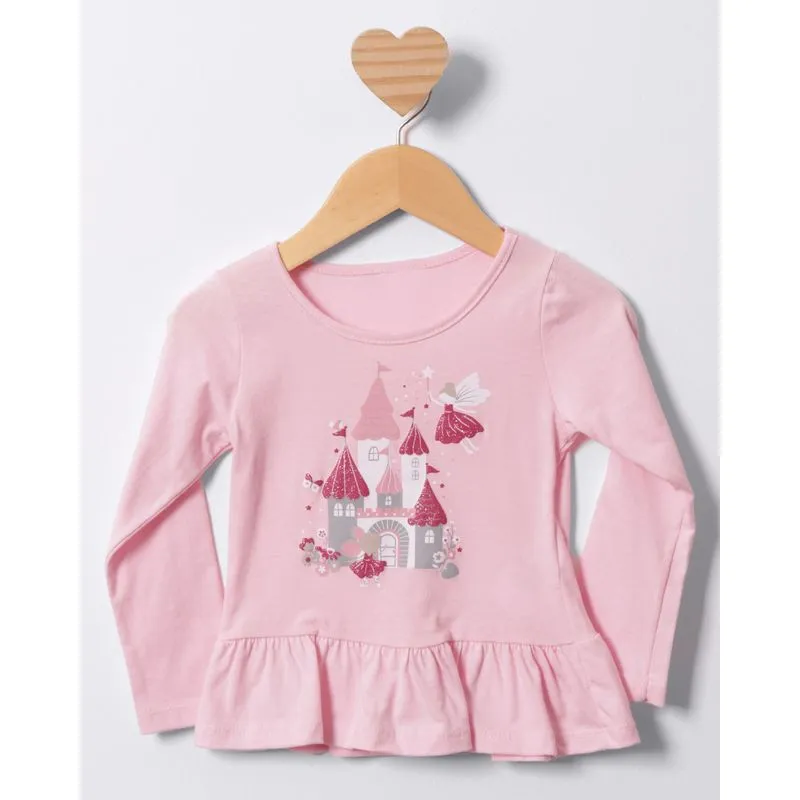 Blusa Bebê Manga Longa Estampa Castelo Rosa 3