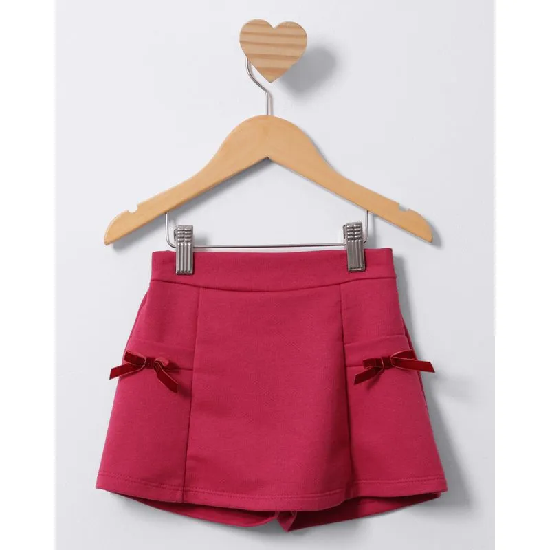Short Saia Bebê Curto Moletinho Laços Rosa 3