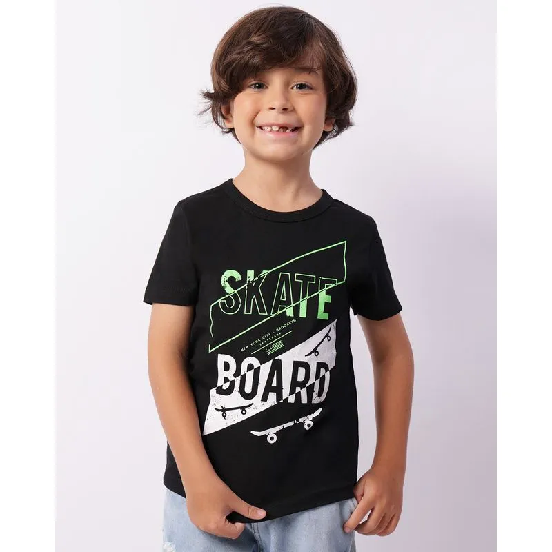 Camiseta Infantil Estampa Game Manga Curta Preta Sortida 8