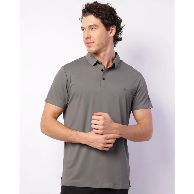 Camisa Polo Masculina Manga Curta Cinza GG