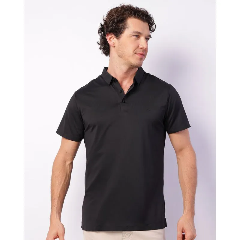 Camisa Polo Masculina Manga Curta Preta GG