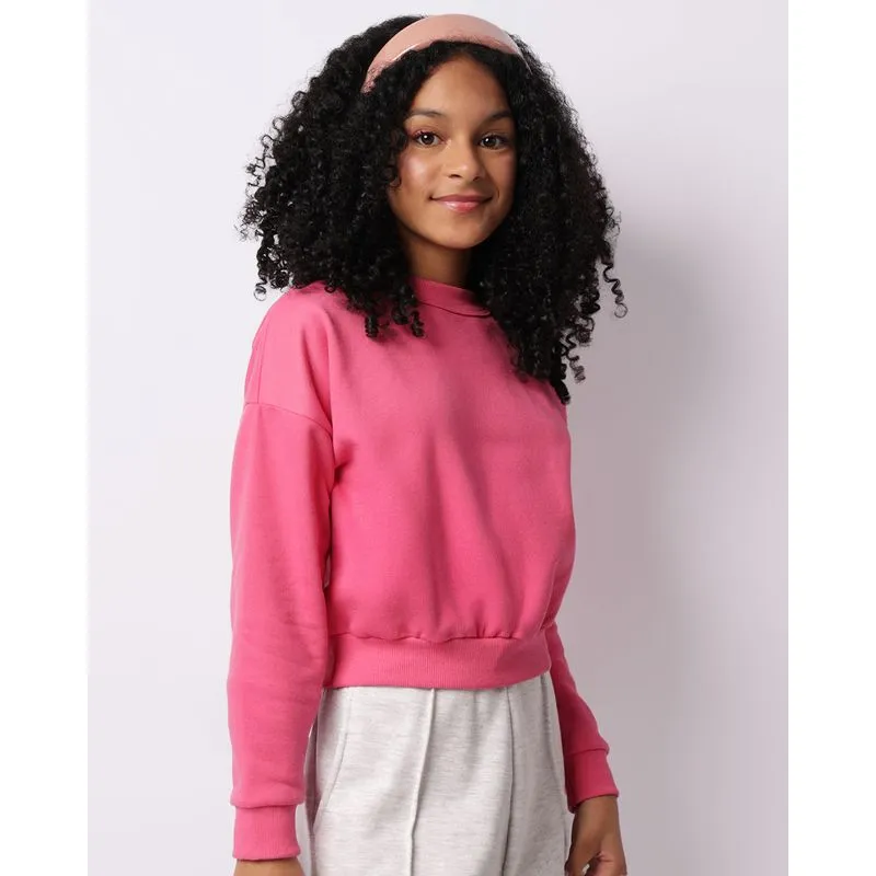 Blusão Moletom Juvenil Cropped Básico Rosa 10