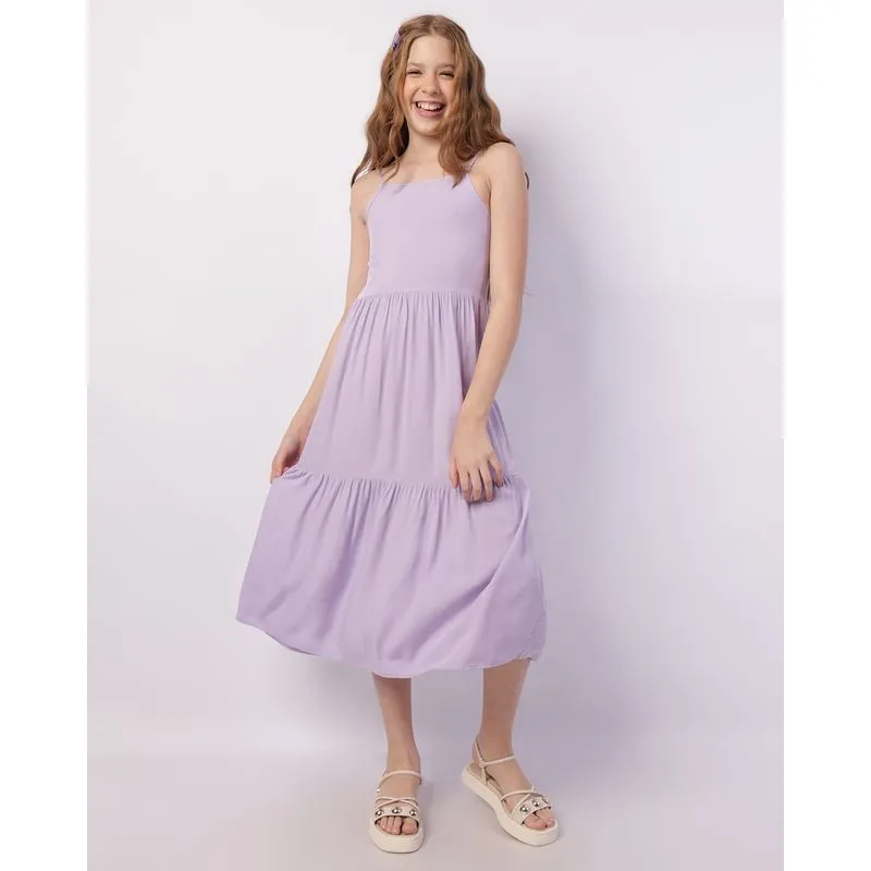 Vestido Juvenil Viscose Midi Três Marias Alcinha Lilás 14