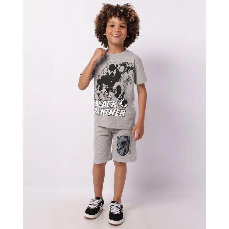 Bermuda Infantil Moletinho Marvel Pantera Negra Cinza 6