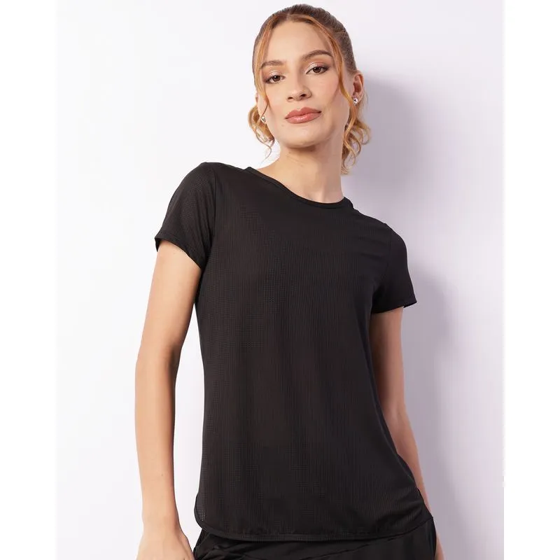 Blusa Fitness Feminina Fitter Mullet Texturizada Preta P