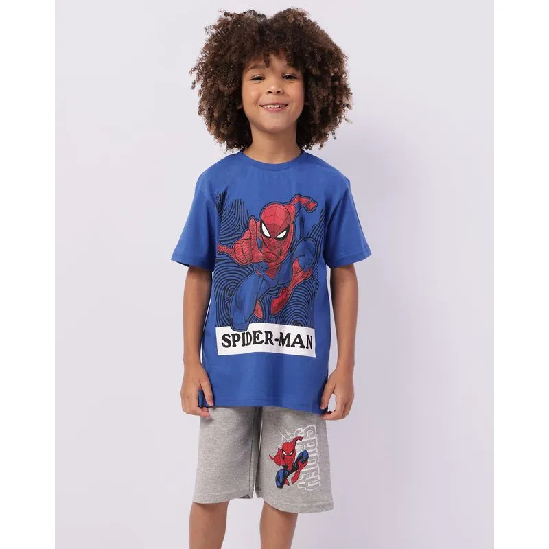 Conjunto Infantil Curto Marvel Homem Aranha Azul 8