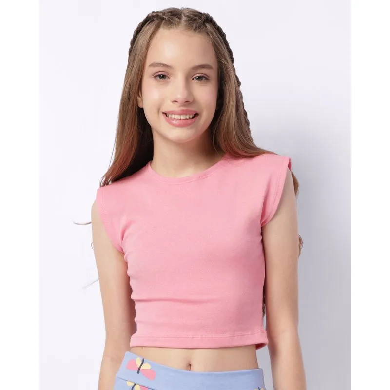 Regata Juvenil Cropped Algodão Rosa 10