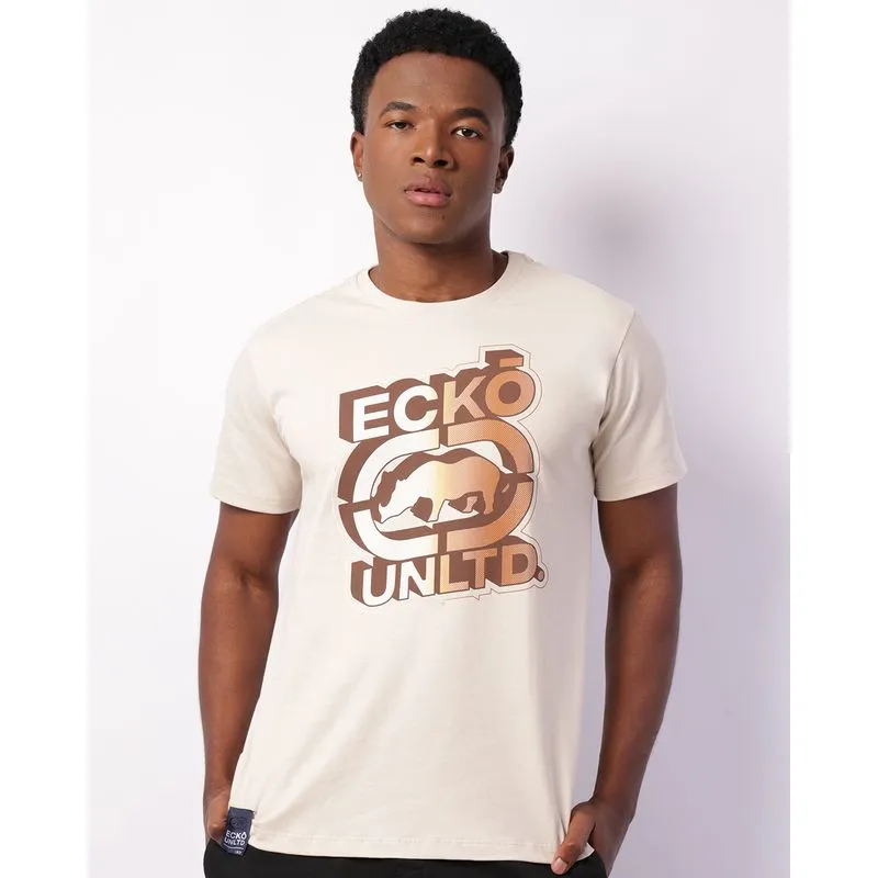 Camiseta Masculina Ecko Unltd Manga Curta com Estampa Bege G