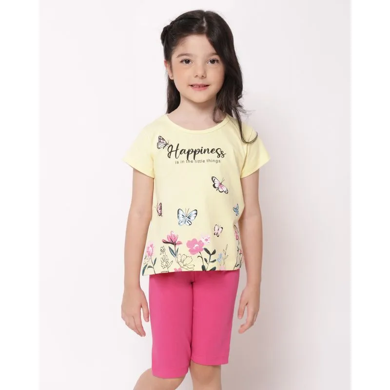 Conjunto Infantil Curto com Estampa Borboletas Amarelo 4