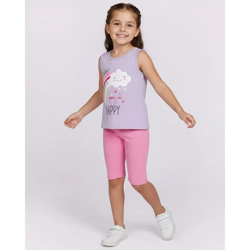 Conjunto Infantil Regata Curto com Estampa Arco-Íris Lilás 8