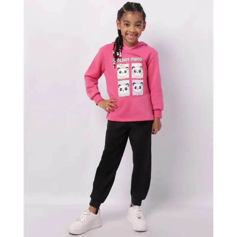 Conjunto Moletom Infantil Panda Com Capuz Rosa 8