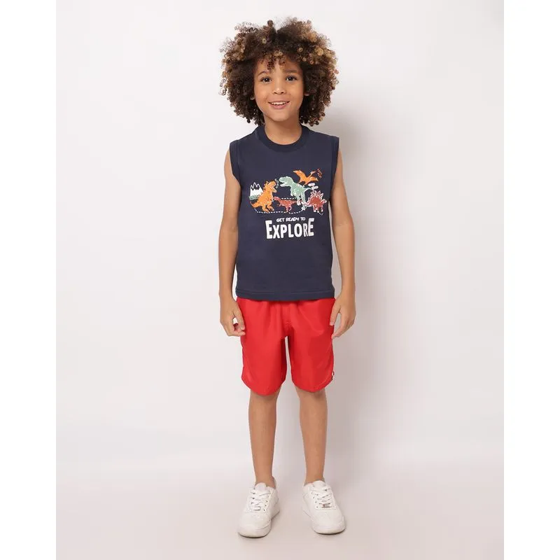 Bermuda Infantil Reta Microfibra com Bolsos Vermelho 4