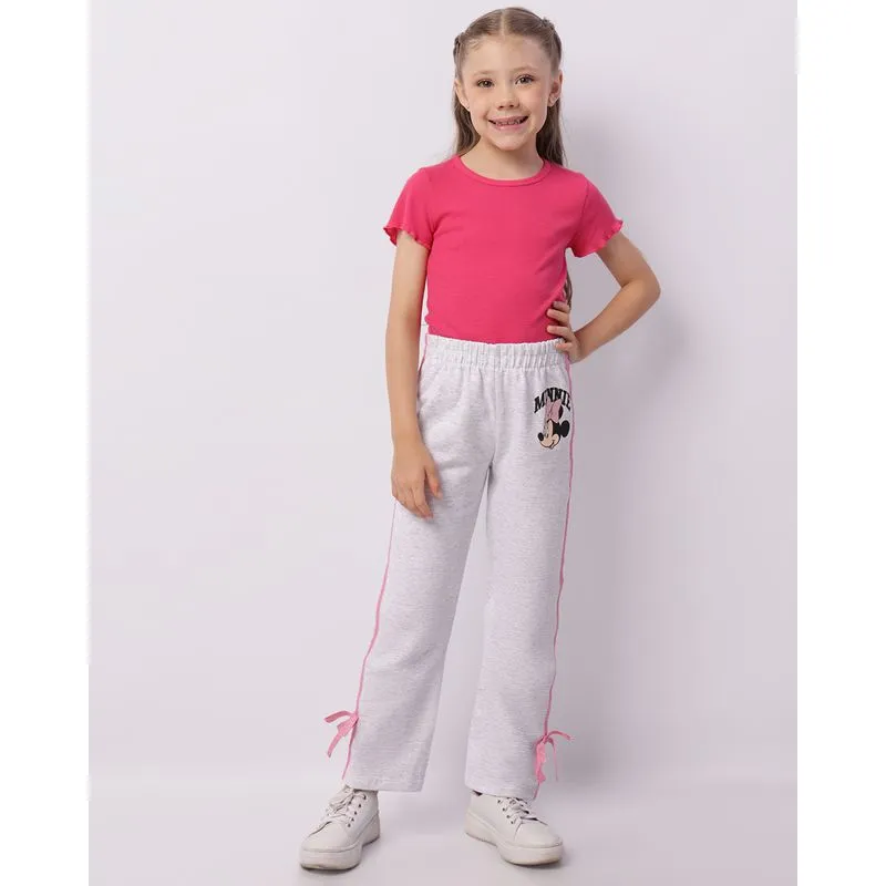 Calça Moletom Infantil Disney Minnie Faixa Lateral Cinza 10