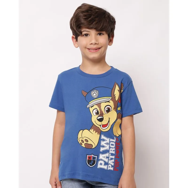 Camiseta Infantil Algodão Patrulha Canina Chase Manga Curta Azul 6