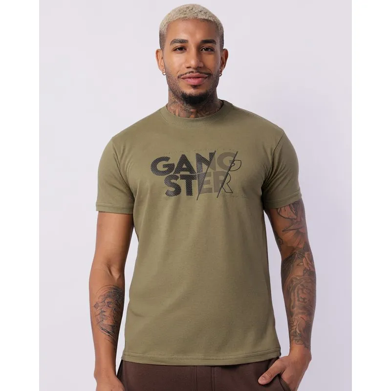 Camiseta Masculina Gangster Manga Curta Verde M