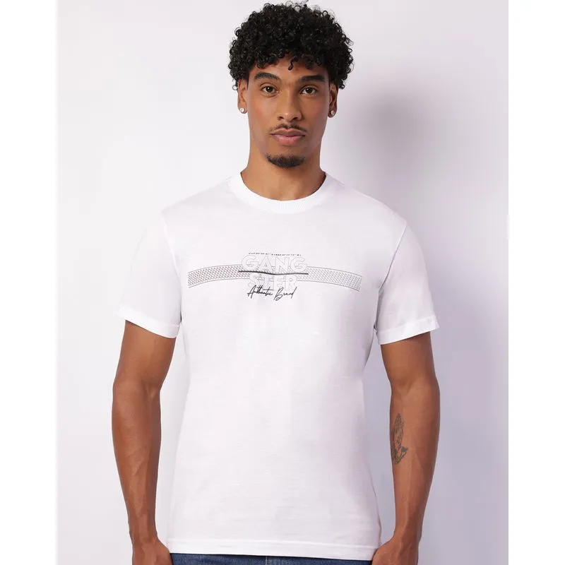 Camiseta Masculina Gangster Manga Curta Branca GG