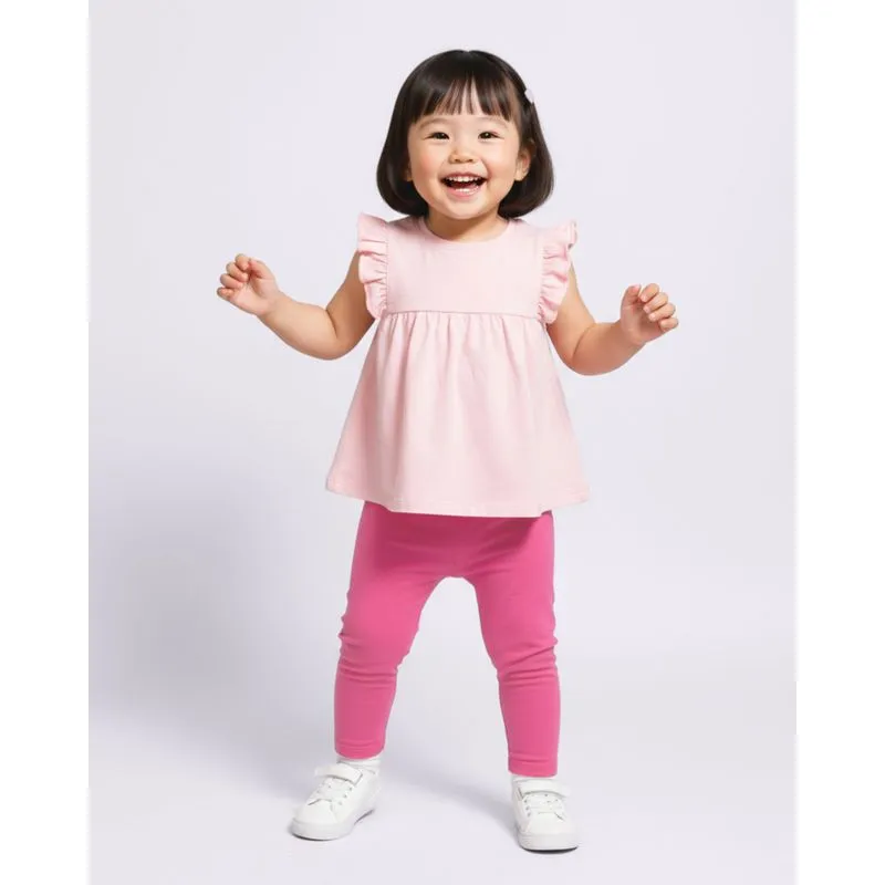Calça Legging Bebê Algodão Básica Rosa 2