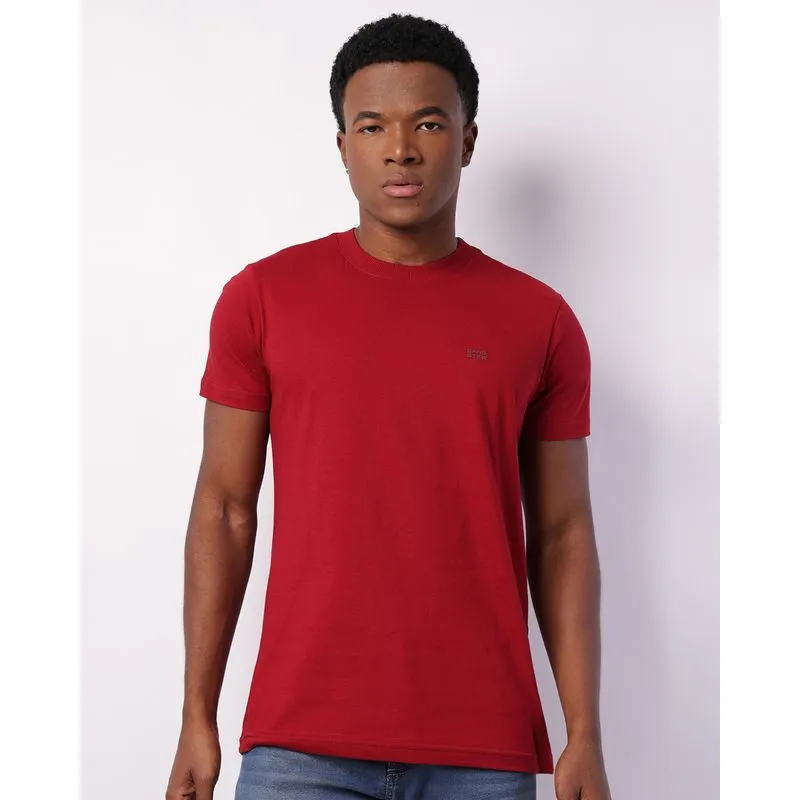 Camiseta Masculina Gangster Manga Curta com Aplicação Vermelha G