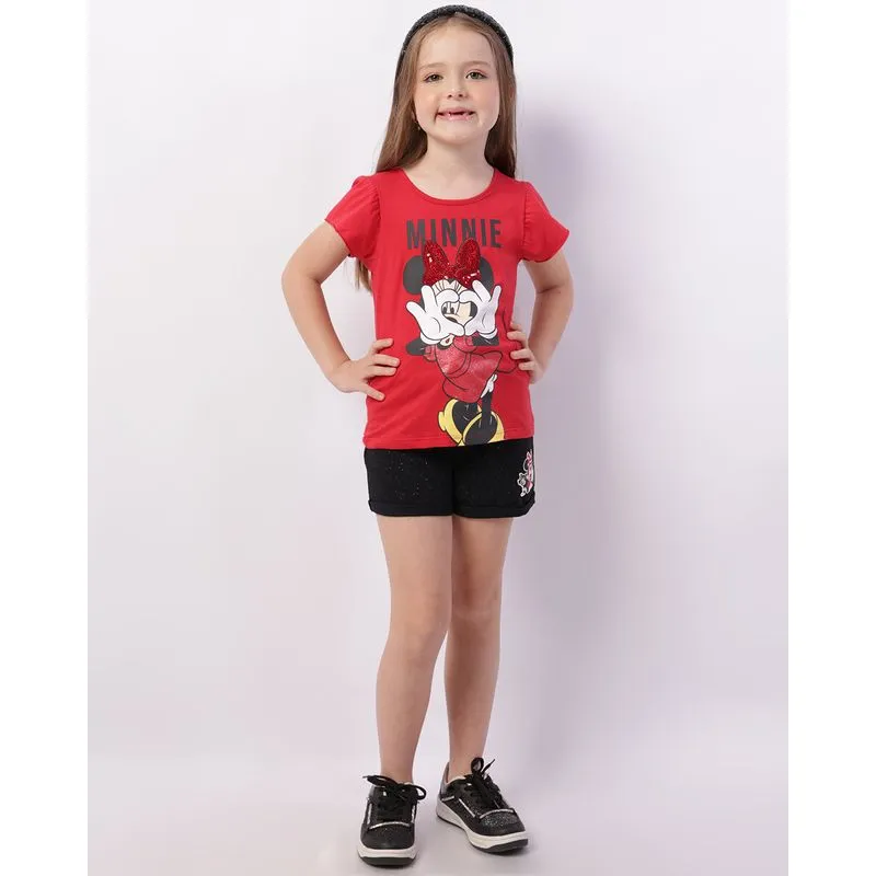Short Infantil Clochard Disney Minnie com Glitter Preto 4