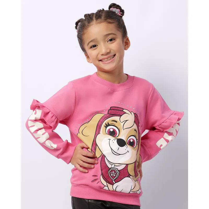 Blusão Moletom Infantil Patrulha Canina Skye com Babado Rosa 8
