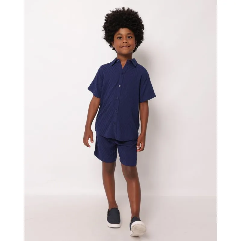 Bermuda Infantil Viscose Texturizada com Cordão Marinho 10