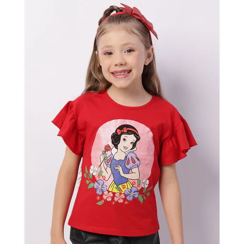 Blusa Infantil Disney Branca De Neve + Brinde Tiara Vermelha 4