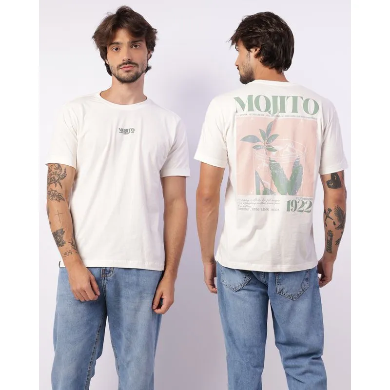 Camiseta Masculina Estampa Frente Costas Off White GG