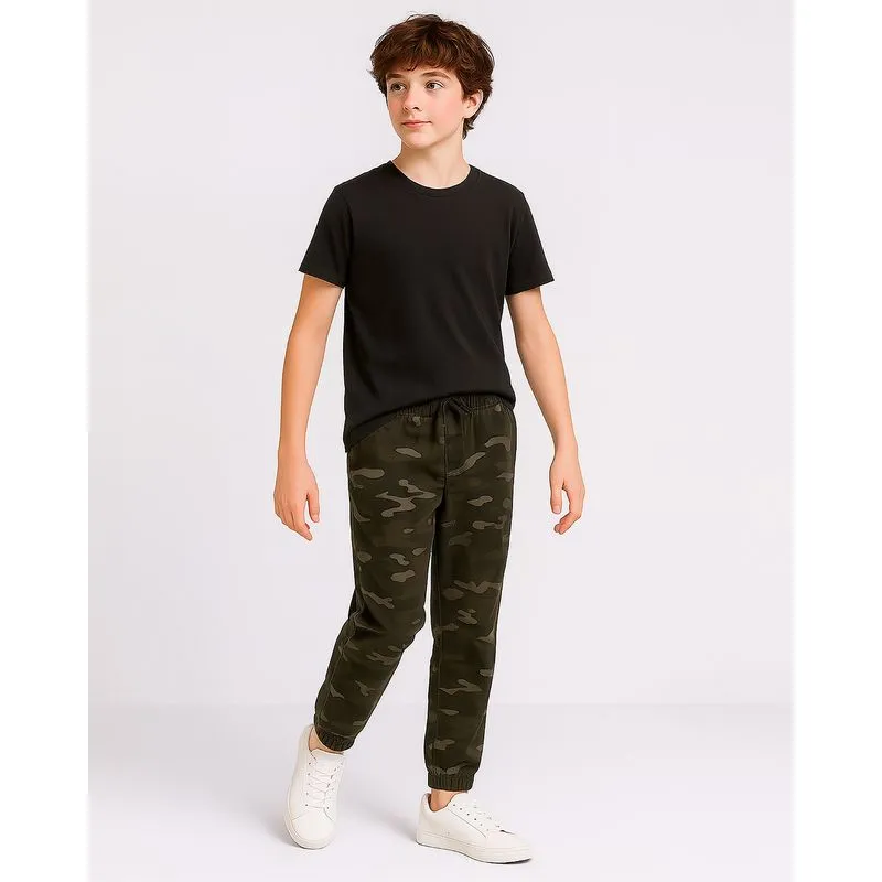Calça Sarja Juvenil Jogger Camuflada Verde 10