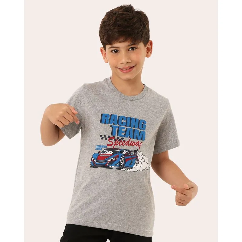 Camiseta Infantil Algodão Speedway Manga Curta Cinza 12