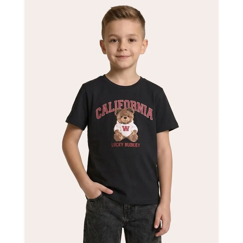 Camiseta Infantil Algodão Estampa California Preta 4