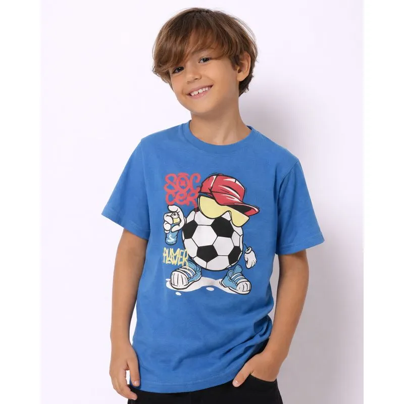 Camiseta Infantil Algodão Estampa Esporte Azul 6