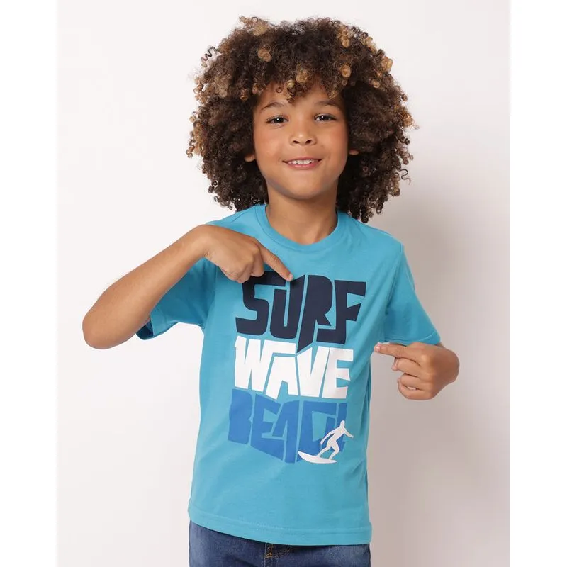 Camiseta Infantil Algodão Estampa Surf Azul 8