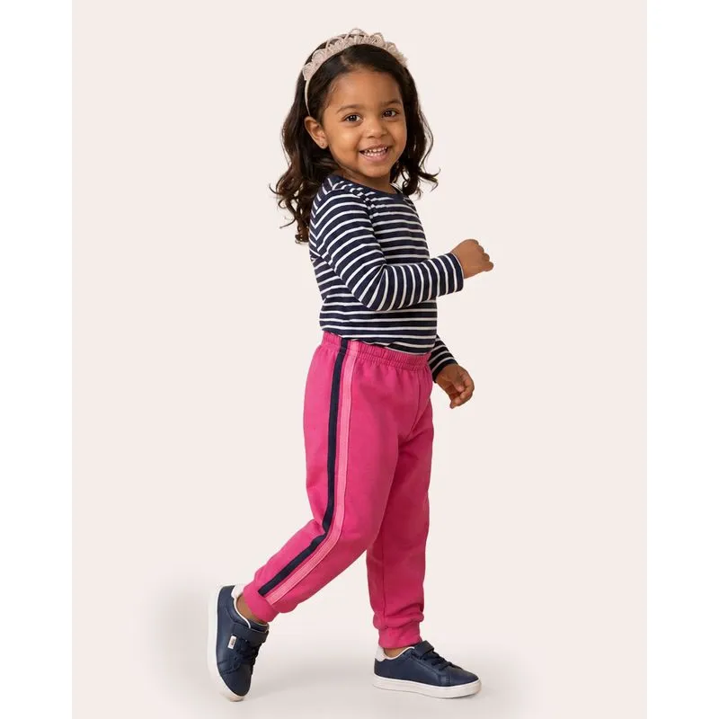 Calça Moletom Bebê Peluciada Jogger Estampa Sortida Rosa 1