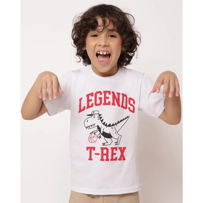 Camiseta Infantil Algodão Estampa Dinossauro Branco 6