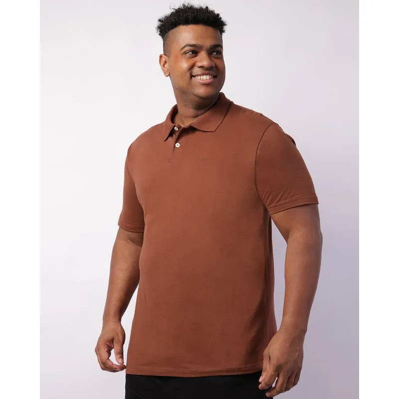 Camisa Polo Plus Size Masculina Marrom G3
