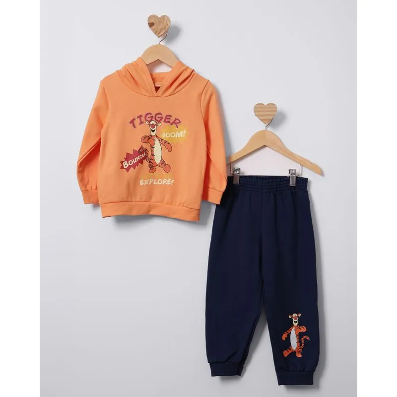 Conjunto Moletom Bebê Longo Disney Tigrão Ursinho Pooh Laranja 1