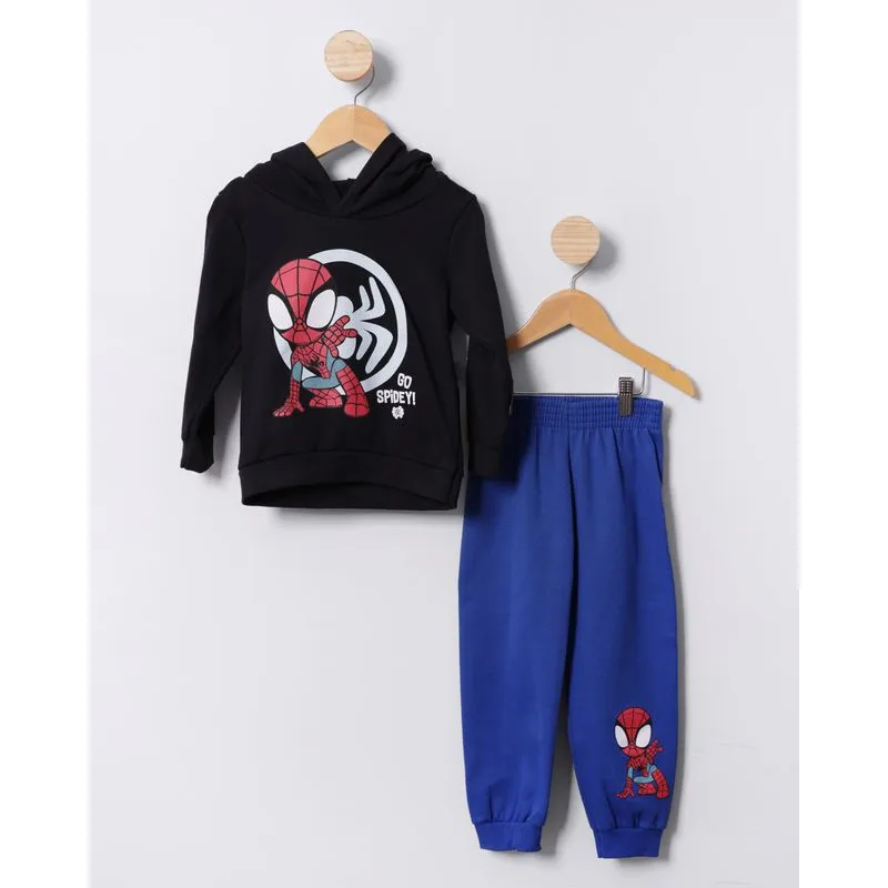 Conjunto Moletom Bebê Marvel Homem Aranha Com Capuz Preto 3