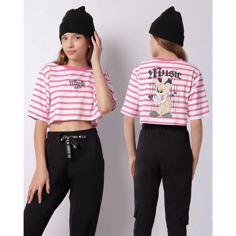 Camiseta Juvenil Cropped Disney Minnie Rosa 14