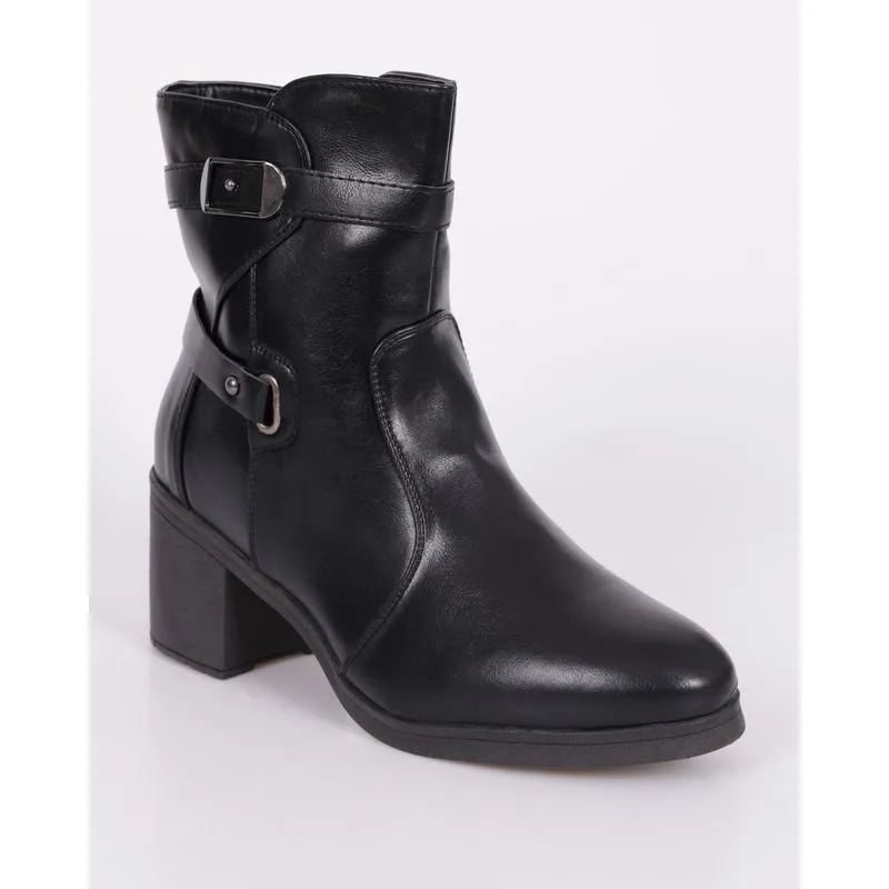 Bota Feminina Mooncity Fivela Com Zíper Preta 39
