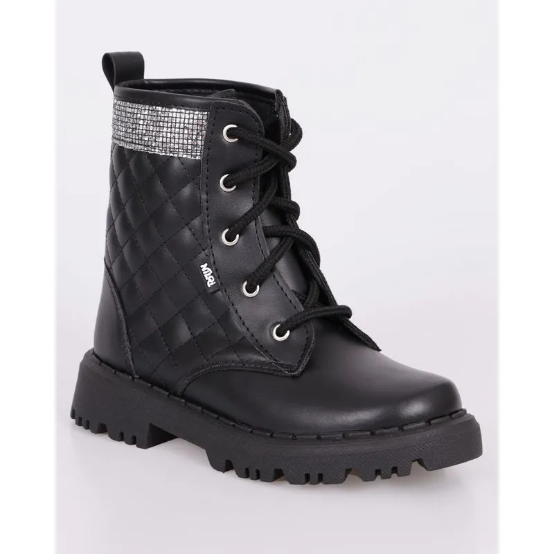 Bota Infantil Nilqi Coturno Matelassê Com Glitter Preto 33