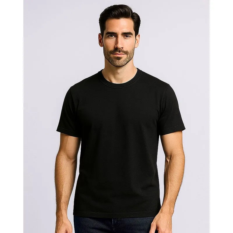 Camiseta Masculina Básica Algodão Manga Curta Preta P