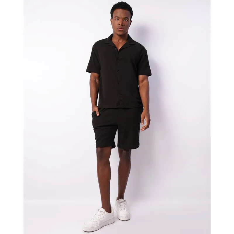 Short Masculino Reto Texturizado Bolso Preto M