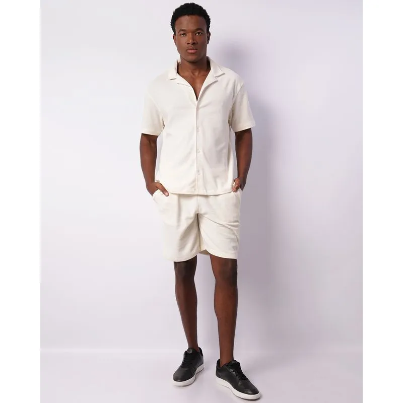 Short Masculino Reto Texturizado Bolso Off White P