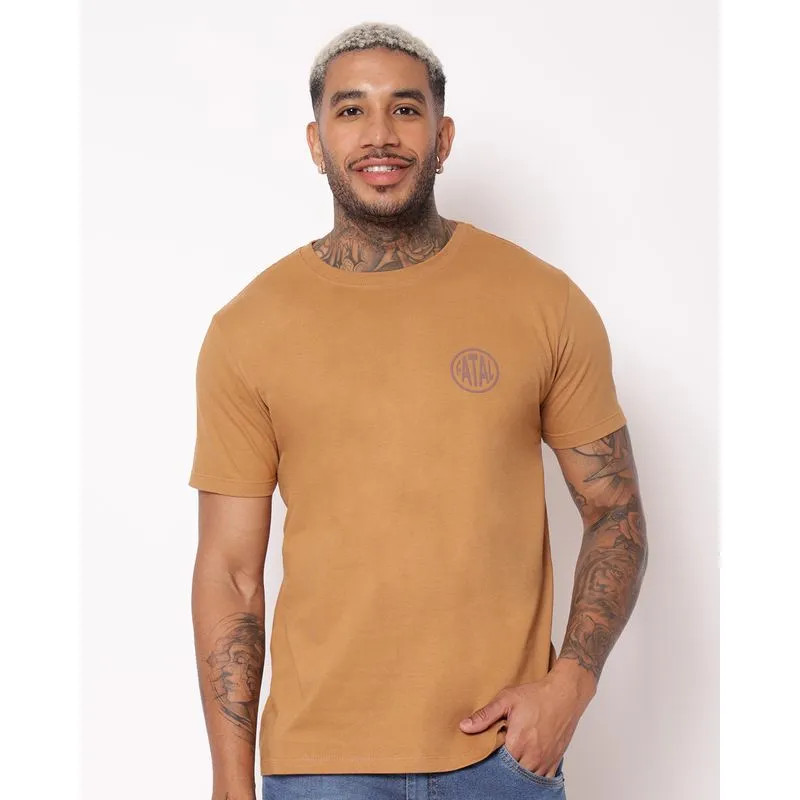 Camiseta Masculina Fatal Algodão Manga Curta Marrom XG