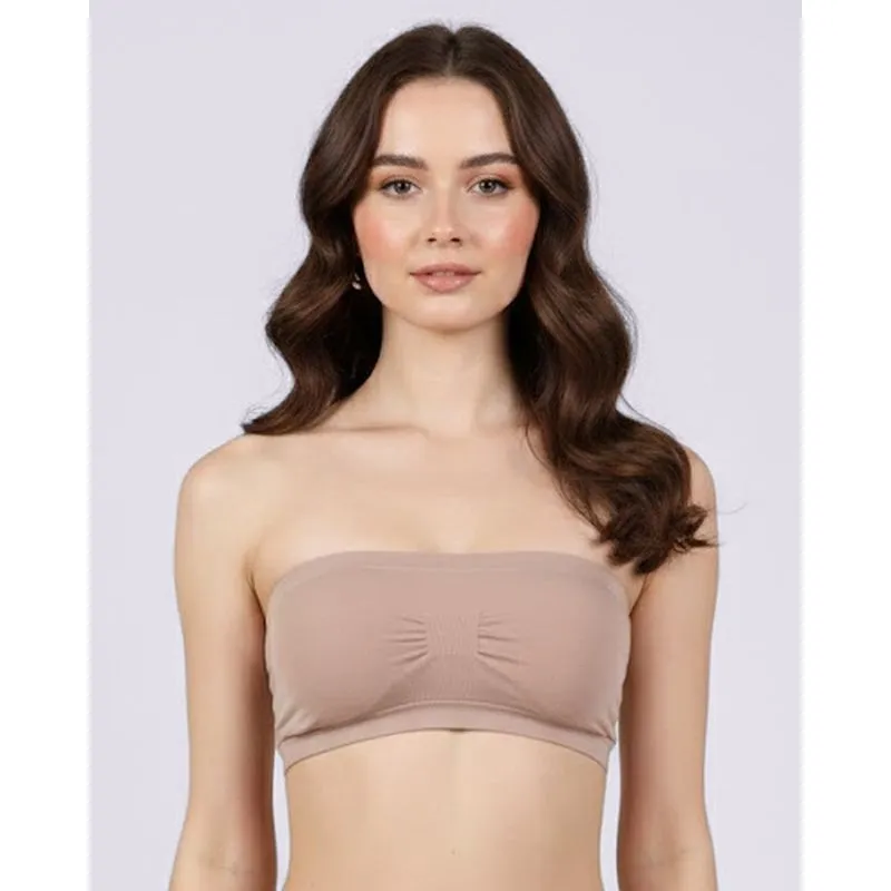 Top Faixa Feminino Sem Costura Bojo Removível Bege M