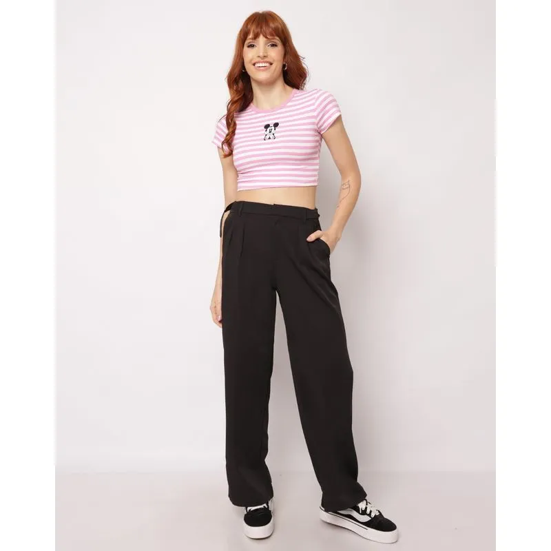 Calça Feminina Alfaiataria com Pregas Cós com Aviamento Preta GG